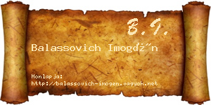 Balassovich Imogén névjegykártya